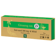 Ginseng 500 żeńszeń + miód 10x10ml fiolki (zielone) GINSENG POLAND