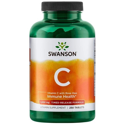 SWANSON Witamina C 1000mg przedłużone działanie 250 tabl. z dziką różą