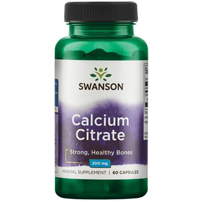SWANSON Calcium Citrate 200mg, 60 kaps. - cytrynian wapnia