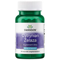 SWANSON Cytrynian Żelaza 25mg, 60 kaps.