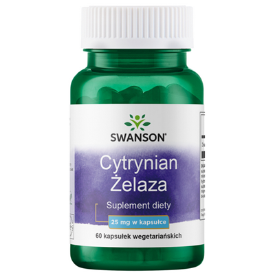 SWANSON Cytrynian Żelaza 25mg, 60 kaps.