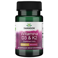 SWANSON Witamina D3 2000 IU & K2 75 mcg 60 vcaps.