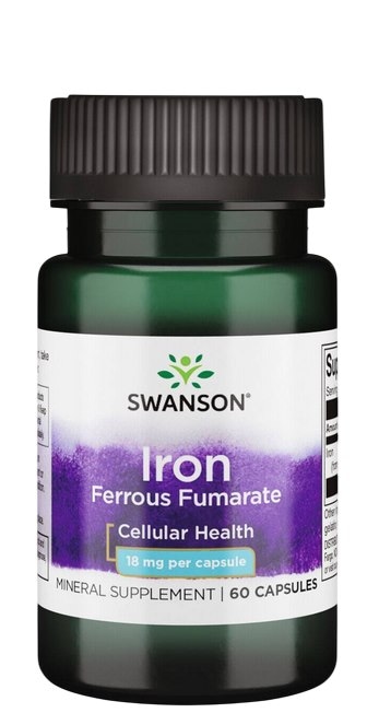 SWANSON Iron Ferrous Fumarate 18mg, 60kaps. - fumaran żelaza