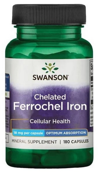 SWANSON Albion Chelat Żelaza 18mg, 180kaps.