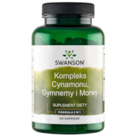 SWANSON Cynamon, Gymnema, Morwa - kompleks 120caps.