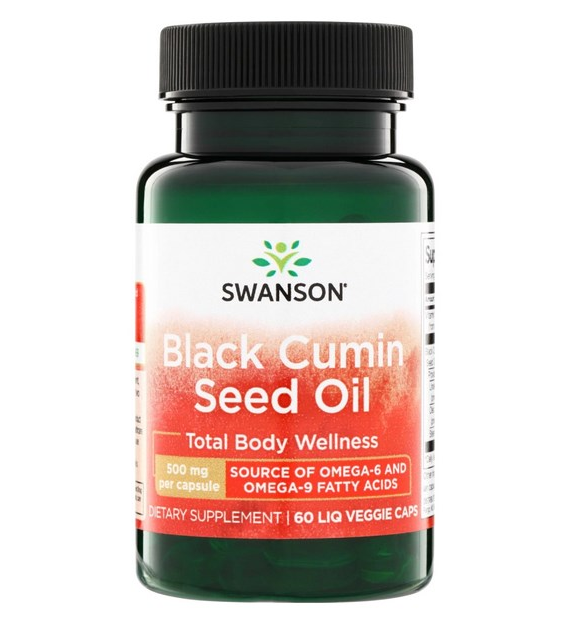 SWANSON Black Cumin Seed Oil 500mg, 60vcaps. - Olej z czarnego kminu