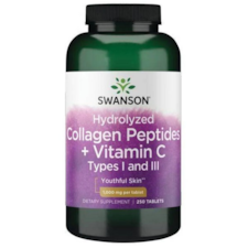 SWANSON Hydrolizowany kolagen typu I i III + witamina C 250 tabl.