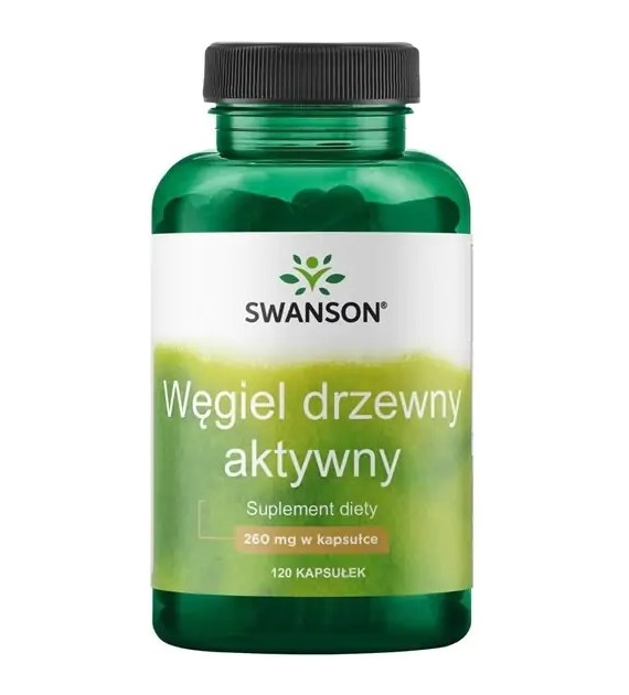 SWANSON Activated Charcoal 260mg, 120kaps. - Węgiel drzewny aktywny
