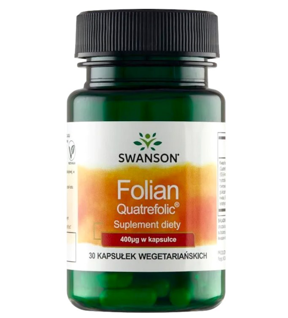 SWANSON Folian Quatrefolic 400mcg, 30kaps.
