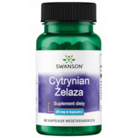 SWANSON Cytrynian Żelaza 25mg, 60 kaps.