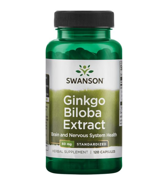 SWANSON Ginkgo Biloba ekstrakt 60mg, 120 vcaps. - miłorząb japoński