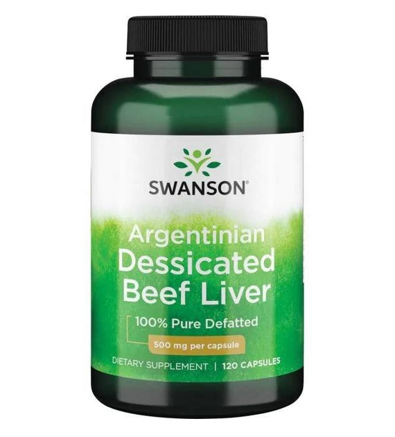 SWANSON Argentinian Dessicated Beef Liver 500mg, 120 kaps. - wątroba wołowa