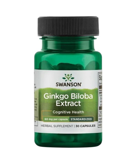 SWANSON Ginkgo Biloba ekstrakt 60mg, 30 vcaps. - miłorząb japoński