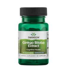 SWANSON Ginkgo Biloba ekstrakt 60mg, 30 vcaps. - miłorząb japoński
