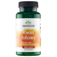 SWANSON Folic Acid 800mcg, 250kaps. - Kwas foliowy