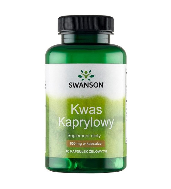 SWANSON Caprylic Acid 600mg, 60sgels. - kwas kaprylowy