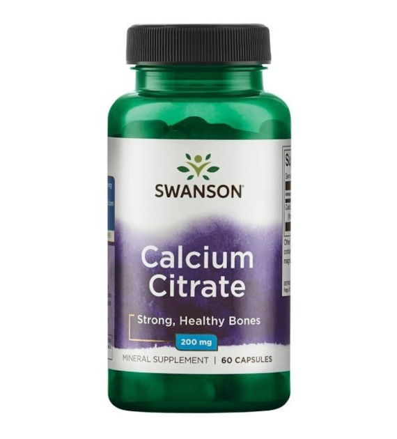 SWANSON Calcium Citrate 200mg, 60 kaps. - cytrynian wapnia
