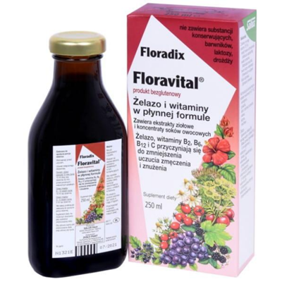FLORADIX Floravital produkt bezglutenowy żelazo i witaminy płyn 250ml
