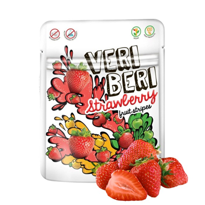 VERI BERI Żelki paski truskawkowe bez dodatku cukru bezglutenowe 50g