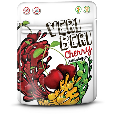 VERI BERI Żelki paski wiśniowe bez dodatku cukru bezglutenowe 50g