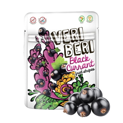 VERI BERI Żelki paski czarna porzeczka bez dodatku cukru bezglutenowe 50g
