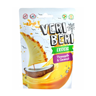 VERI BERI Żelki paski ananas i kokos bez dodatku cukru bezglutenowe 50g