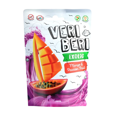 VERI BERI Żelki paski mango i marakuja bez dodatku cukru bezglutenowe 50g