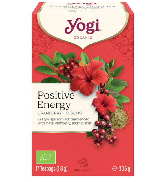 YOGI TEA Herbatka Positive Energy Cranberry Hibiscus - pozytywna energia żurawina hibiskus BIO 17*1,8g