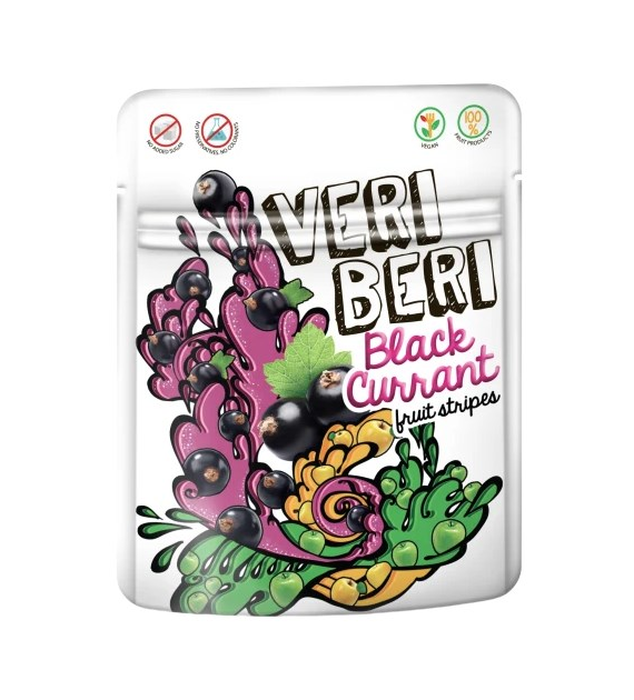 VERI BERI Żelki paski czarna porzeczka bez dodatku cukru bezglutenowe 50g