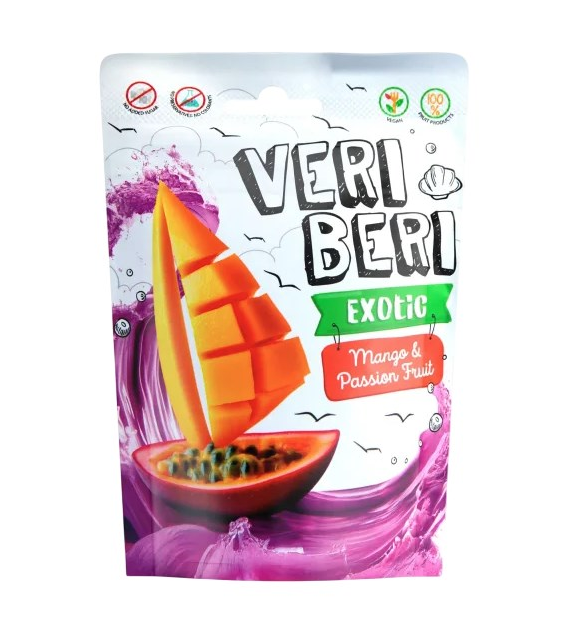 VERI BERI Żelki paski mango i marakuja bez dodatku cukru bezglutenowe 50g