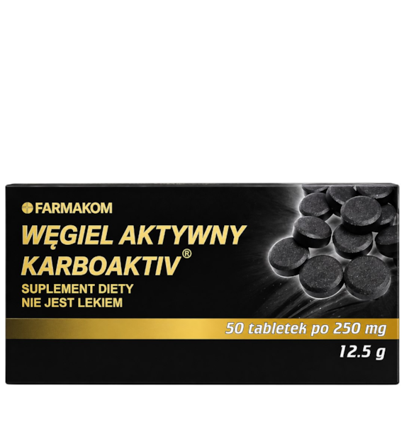 Węgiel aktywny Karboaktiv 250mg, 50 tabl. FARMAKOM