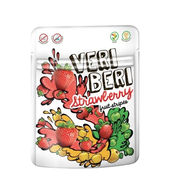 VERI BERI Żelki paski truskawkowe bez dodatku cukru bezglutenowe 50g