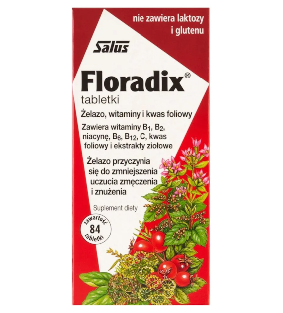 FLORADIX Tabletki żelazo, witaminy, kwas foliowy 84 tabl.