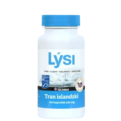 LYSI Tran islandzki w kapsułkach 500mg, 120 kapsułek