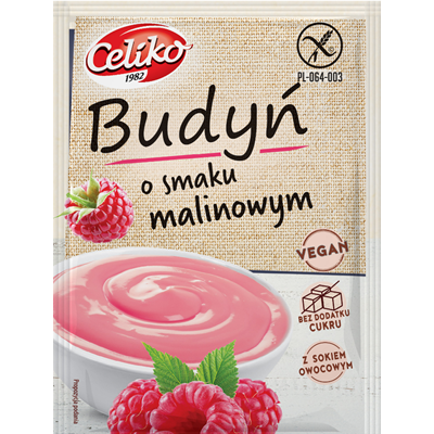 Budyń o smaku malinowym bezglutenowy bez dodatku cukru 40g CELIKO
