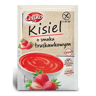 Kisiel o smaku truskawkowym bezglutenowy bez dodatku cukru 40g CELIKO