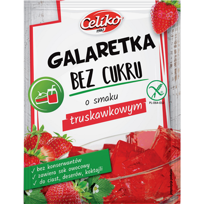 Galaretka o smaku truskawkowym bez cukru bezglutenowa 14g CELIKO