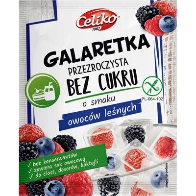 Galaretka o smaku owoców leśnych przezroczysta bez cukru bezglutenowa 14g CELIKO
