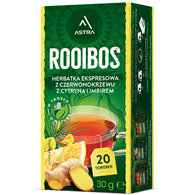 ROOIBOS herbatka z czerwonokrzewu z cytryną i imbirem 20*1,5g ASTRA