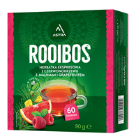 ROOIBOS herbatka z czerwonokrzewu z malinami i grapefruitem 60*1,5g ASTRA