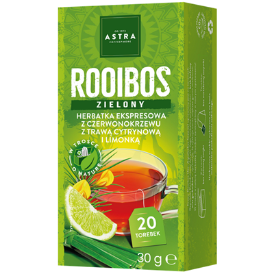 ROOIBOS zielony herbatka z czerwonokrzewu z trawą cytrynową i limonką 20*1,5g ASTRA