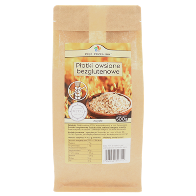 PIĘĆ PRZEMIAN Płatki owsiane bezglutenowe ZWYKŁE 500g