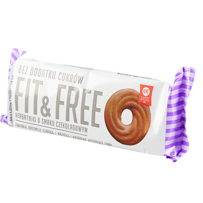 FIT&FREE Herbatniki czekoladowe bez cukru 120g CUKRY NYSKIE