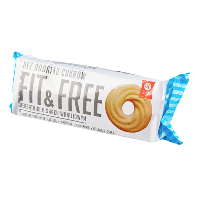 FIT&FREE Herbatniki waniliowe bez cukru 120g CUKRY NYSKIE