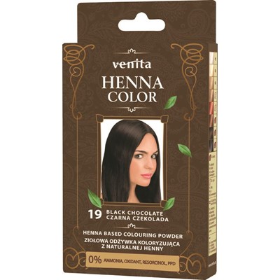 VENITA henna proszek nr 19 czarna czekolada 25g - ziołowa odżywka koloryzująca