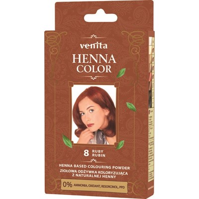 VENITA henna proszek nr 8 rubin 25g - ziołowa odżywka koloryzująca
