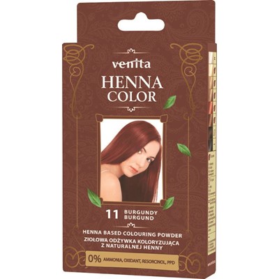 VENITA henna proszek nr 11 burgund 25g - ziołowa odżywka koloryzująca