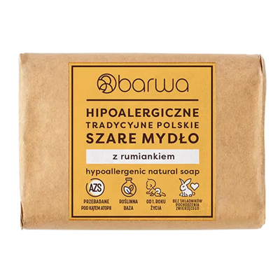 Mydło tradycyjne polskie szare z ekstraktem z rumianku w kostce 100g BARWA