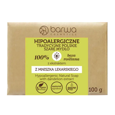Mydło tradycyjne polskie szare z ekstraktem z mniszka lekarskiego w kostce 100g BARWA