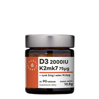 AURA HERBALS Witamina D3 (2000IU) + K2mk7 (75mcg) + Cynk + Selen - tabletki 10,8g (90 tabl.)